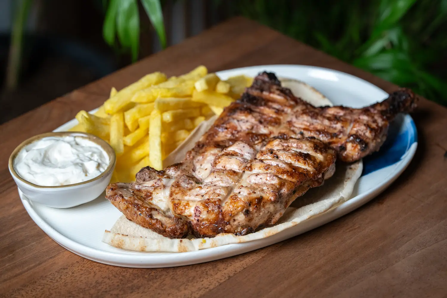 Half grilled chicken